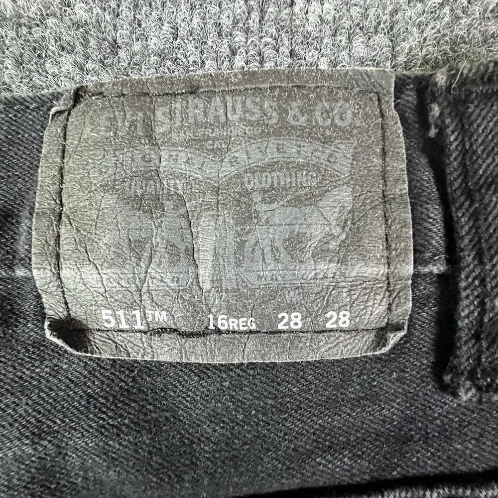 Levi's 511 Slim Fit Stretch Jeans Men's W28 L28 Black Denim Mid Rise Skinny Tape
